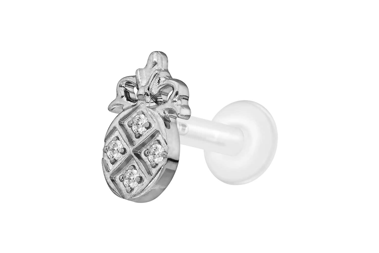 PTFE Labret Piercing mit Innengewinde + Titan-Aufsatz KRISTALLANANAS